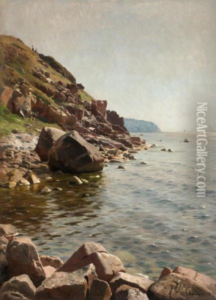 By The Coast At Bornholm Oil Painting - Peder Mork Monsted