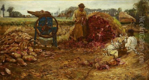 The Turnip Harvest Oil Painting - David Murray