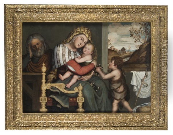 Sacra Famiglia Con San Giovannino Oil Painting - Niccolo Frangipane