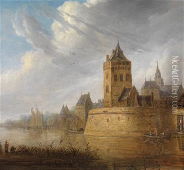 A View Of The Valkhof Near Nijmegen Oil Painting - Jan van Goyen