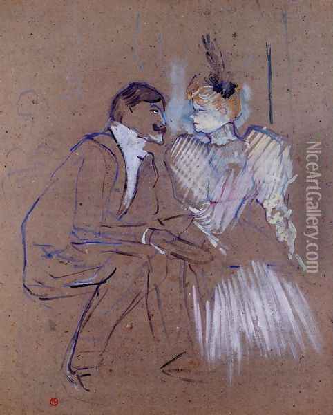 Lucien Guitry and Granne Granier Oil Painting - Henri De Toulouse-Lautrec