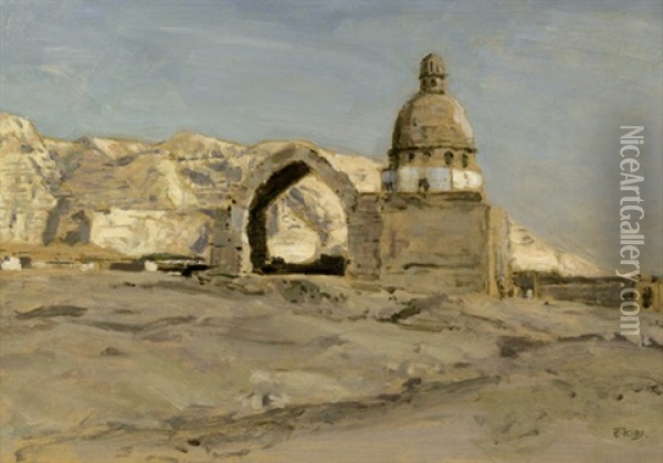 Ansicht Des Wustenortes Mokattam Bei Kairo Oil Painting - Erich Kips