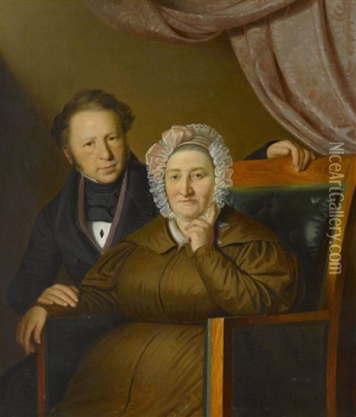 Doppelbildnis Einer Mutter Mit Ihrem Sohn Oil Painting - Anton Einsle