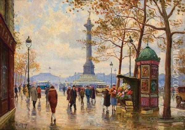 Place De La Bastille Oil Painting - Henri Malfroy