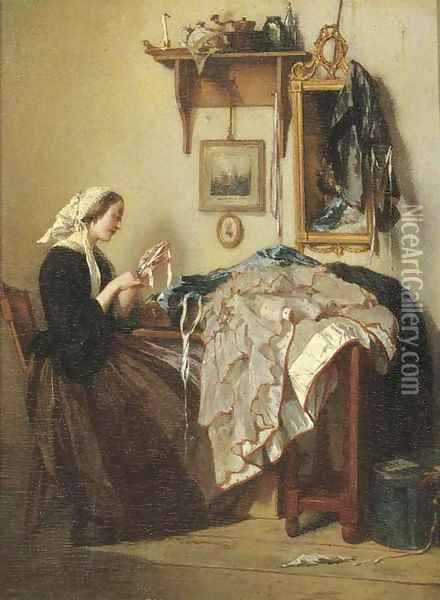 The young seamstress Oil Painting - Alexander Hugo Bakker Korff