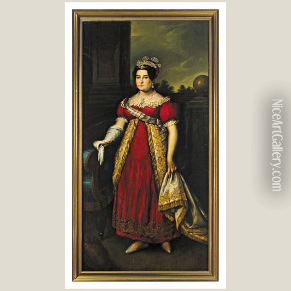 Retrato De Dama Oil Painting - Jose Gutierrez de la Vega