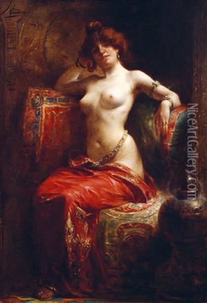 La Belle Odalisque Oil Painting - Henri Adrien Tanoux