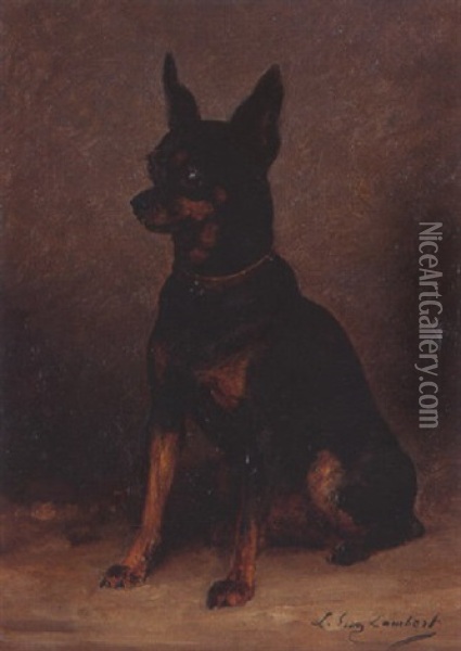 Portrait De Bob, Le Manchester Terrier Oil Painting - Louis Eugene Lambert