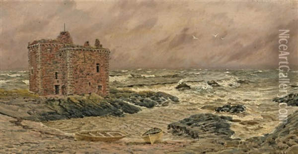 South-east Gale At Port-na-cross Oil Painting - John Brett