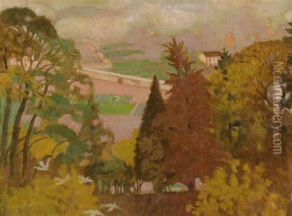 Paysage D'automne Vu Du Jardin De Musee De Prieure Oil Painting - Maurice Denis