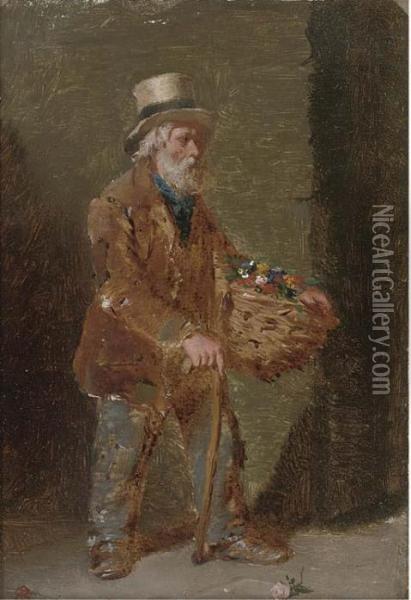 The Orange Seller; And The Flower Seller Oil Painting - Edward Charles Barnes