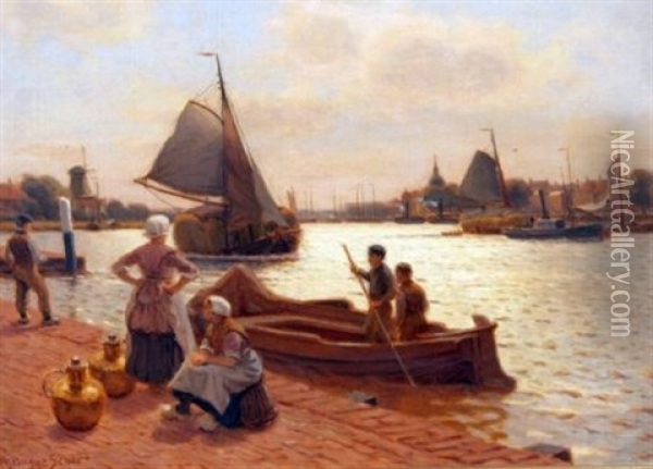 The River At Dordrecht Oil Painting - Robert Bagge Scott