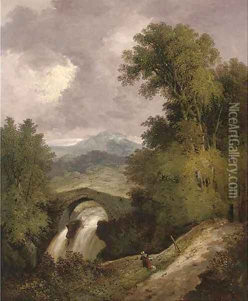 Devil's Bridge Oil Painting - John Berney Ladbrooke
