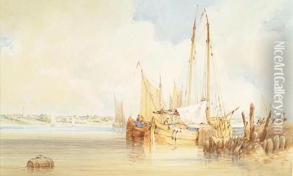 Boats At Southwold, Nr Blythburgh Oil Painting - John Callow