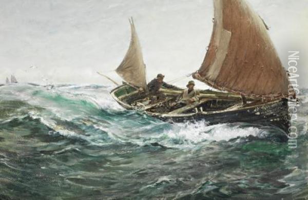 Off To The Fishing Grounds Oil Painting - Charles Napier Hemy