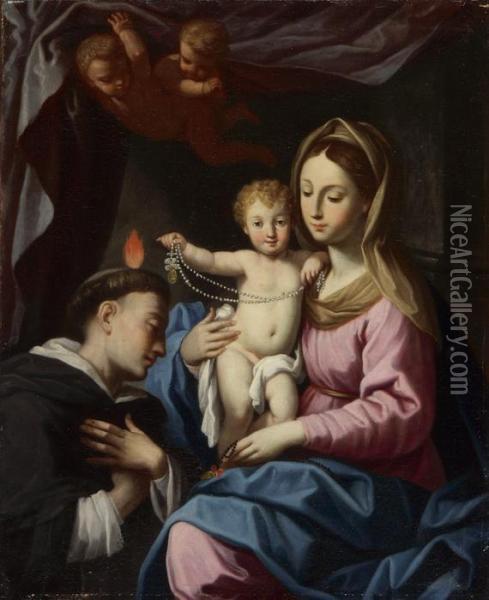Die Heilige Familie Mit Dem Hl. Domenikus Oil Painting - Agostino Beltrano