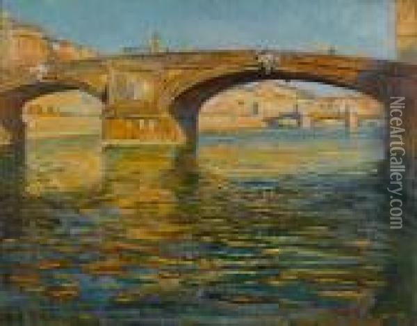 Ponte Santa Trinita, Firenze Oil Painting - Lucien Hector Jonas
