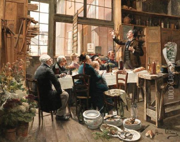 The Toast Oil Painting - Henri Cain