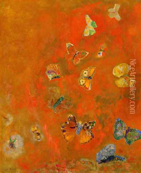Evocation of Butterflies Oil Painting - Odilon Redon