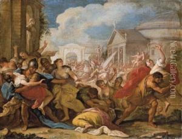 The Rape Of The Sabines Oil Painting - Nicolo Bambini