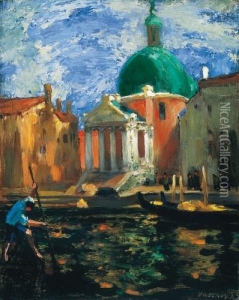The Canale Grande In Venice Oil Painting - Janos Vaszary