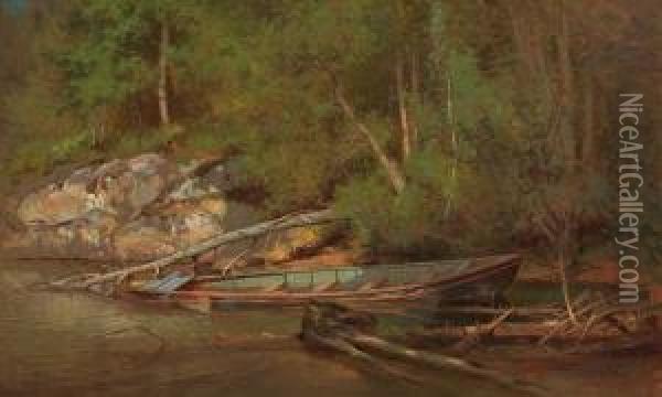 The Old Row Boat Oil Painting - William M. Hart