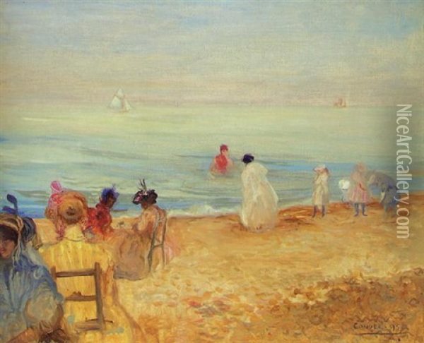 The Beach, Pourville Oil Painting - Charles Conder