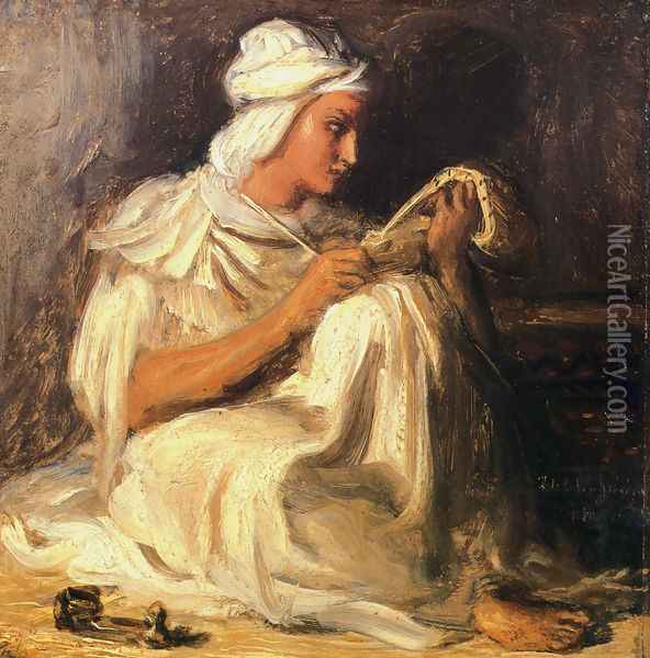 Young Teleb Seated Oil Painting - Theodore Chasseriau
