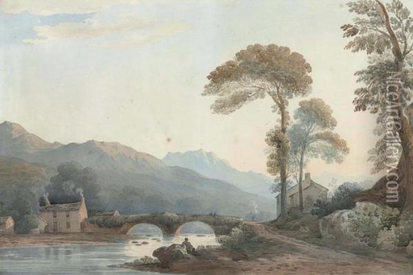 The Bridge At Beddgelert, North Wales Oil Painting - John Varley