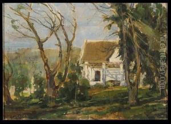 House In The Woods Oil Painting - Pieter Willem Frederick Wenning