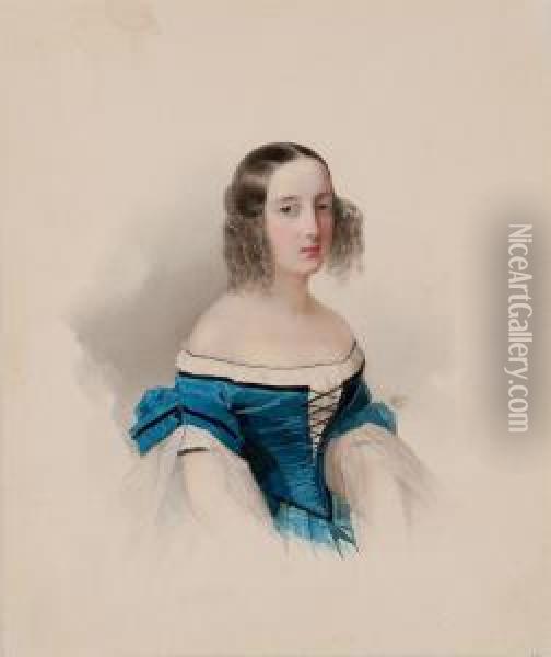 Portrait Of Grand Duchess Maria Nikolaievna (1819-1876) Oil Painting - Fritz Thaulow