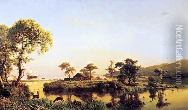 Gosnold At Cuttyhunk 1602 Oil Painting - Albert Bierstadt