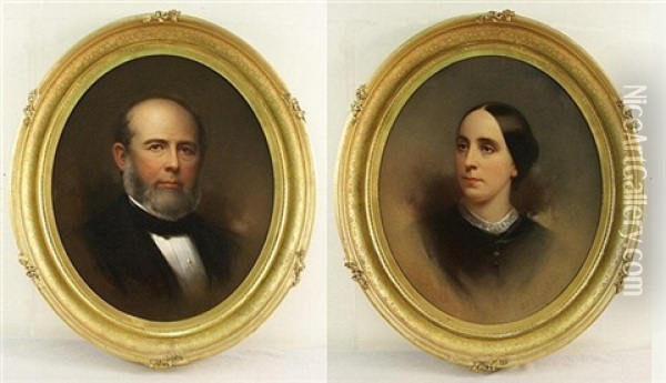 Ancestral Portrait (+another; Pair) Oil Painting - Samuel Bell Waugh