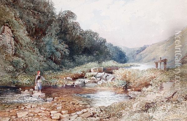 Crossing The Ford Oil Painting - William Collingwood Smith