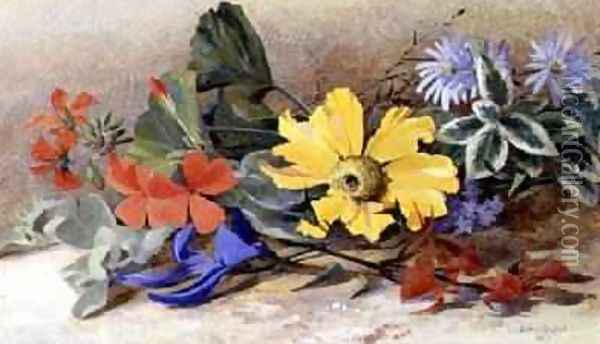 Still Life mixed Flowers 1867 Oil Painting - Isabel Oakley Naftel