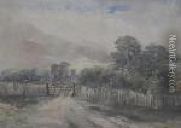 Near Weybridge Oil Painting - David I Cox