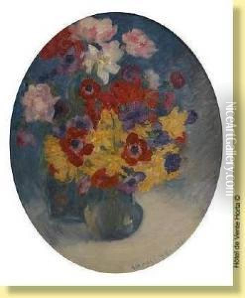 Vase Fleuri Oil Painting - Gaston Haustrate