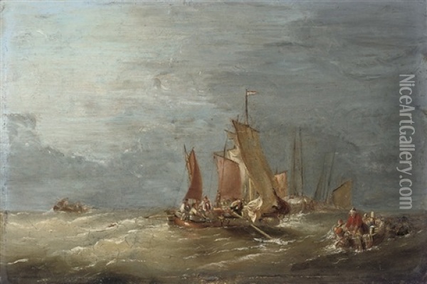 Fishermen Pulling In Their Lobster Pots Oil Painting - Nicholas Condy