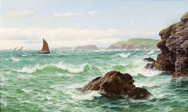 An Easterly Breeze, Caermarthen Bay, South Wales Oil Painting - David James