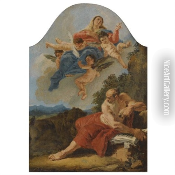 The Vision Of Saint Jerome Oil Painting - Francesco Salvator Fontebasso