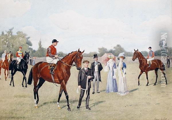 A Group Of Four Horse Racing Studies: Oil Painting - Isaac Cullin