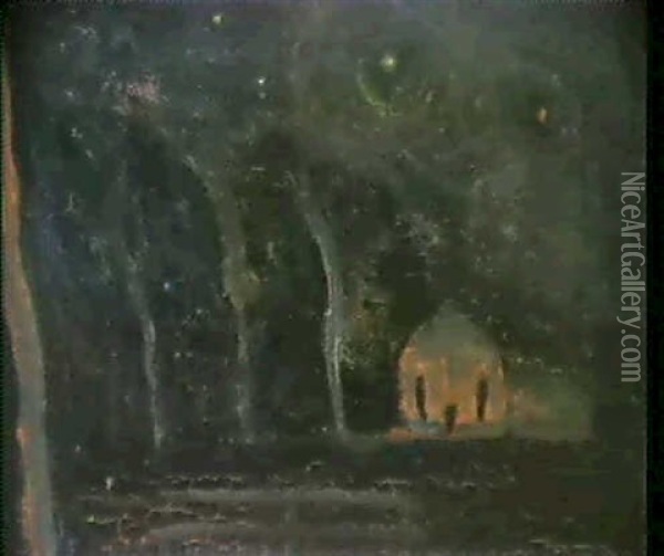 Landschap Bij Nacht Oil Painting - Piet Mondrian