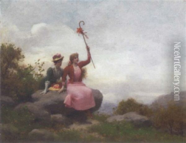 Beckoning A Friend Oil Painting - Jules Frederic Ballavoine