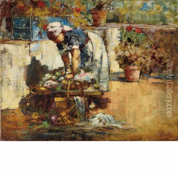 La Lavandaia Oil Painting - Vincenzo Irolli