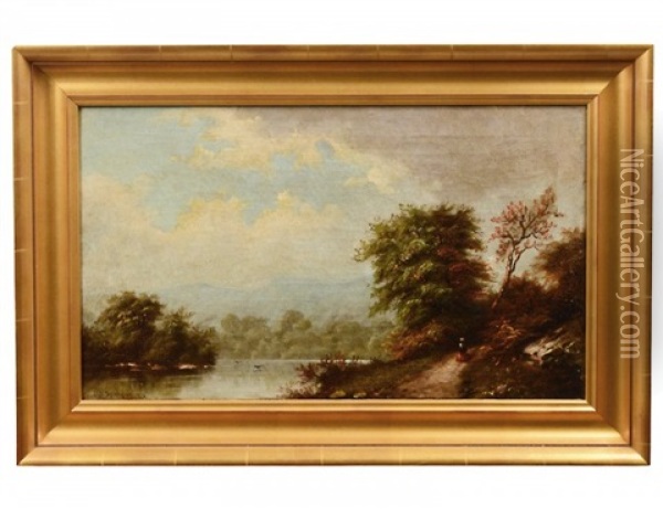 River Landscape With Figure Oil Painting - Clagett D. Spengler