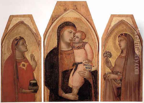 Madonna and Child with Mary Magdalene and St Dorothea Oil Painting - Ambrogio Lorenzetti