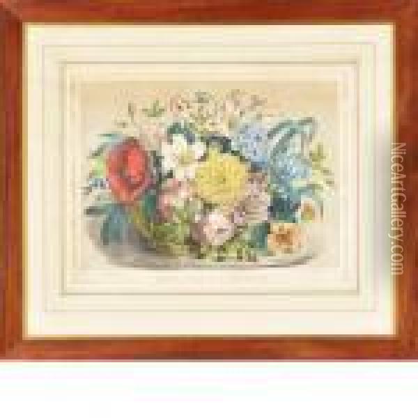 Summer Flowers Oil Painting - Currier & Ives Publishers