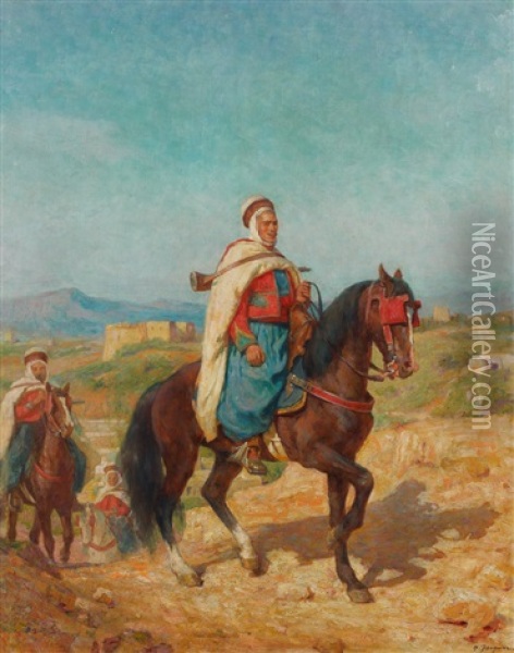 Cavalier Arabe Oil Painting - Henry Jacquier