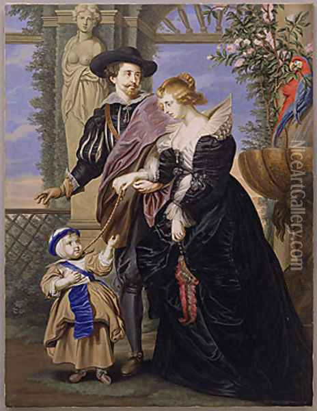 Rubens His Wife Helena Fourment and Their Son Peter Paul Oil Painting - Bernard III Lens