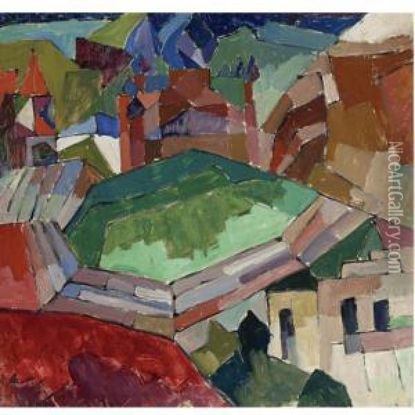 Town In Southern Russia Oil Painting - Aristarkh Vasilievic Lentulov